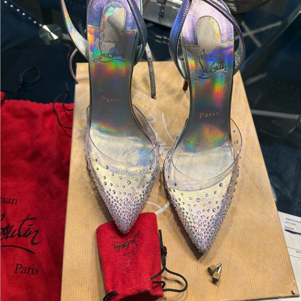 Christian Louboutin Iridescent Silver Heels